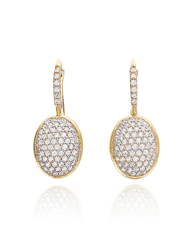 "Ciliegine" Gold and Diamonds Ball Drop Earrings (Medium)