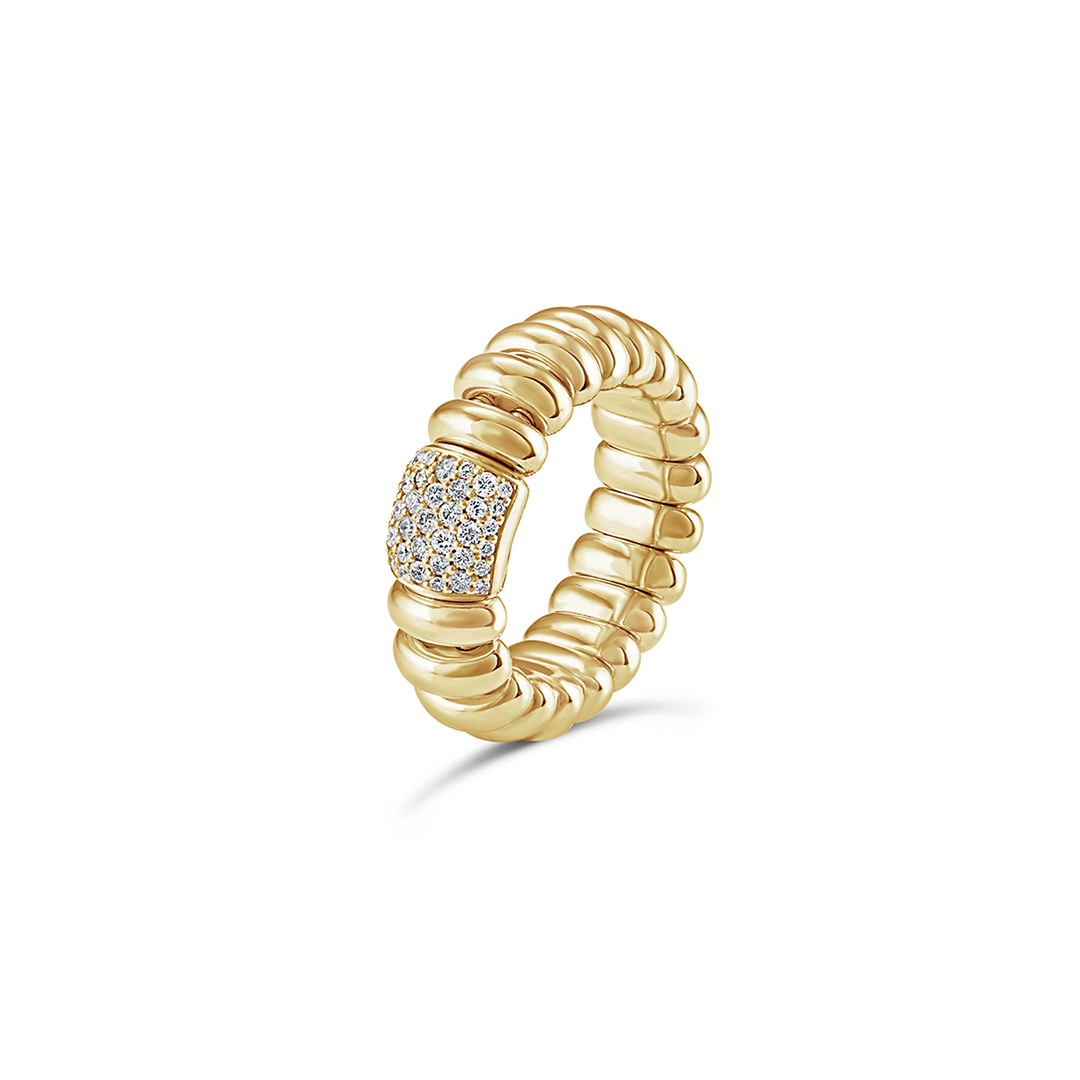 Tresore 18k Yellow Gold and Diamond Stretch Ring