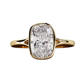 3CT Cushion Cut Lab Grown Diamond / Bezel Set Solitaire