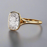 3CT Cushion Cut Lab Grown Diamond / Bezel Set Solitaire