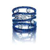 Blue Sapphire & Diamond ring Rio Cage Ring