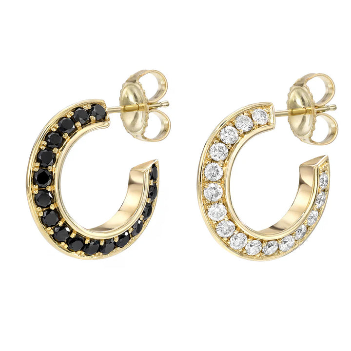 DRU Jewelry Black and White Diamond Blade Hoops