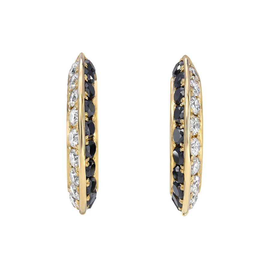 DRU Jewelry Black and White Diamond Blade Hoops