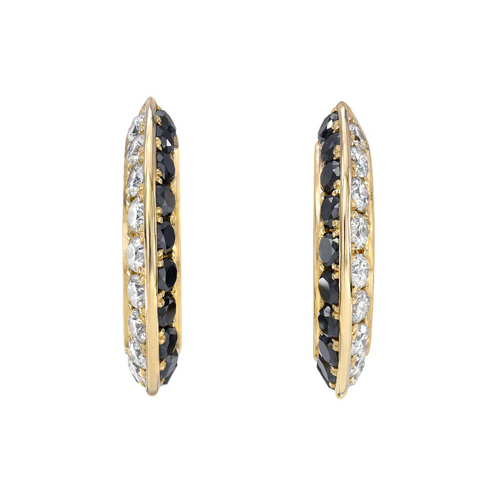 DRU Jewelry Black and White Diamond Blade Hoops
