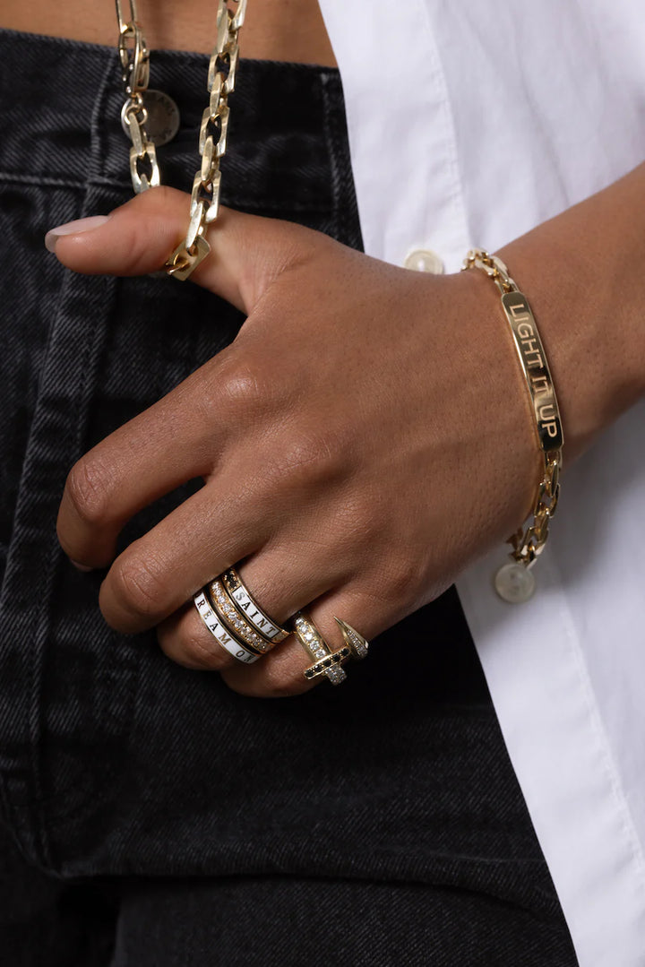 DRU Jewelry White and Black Diamond Sword Ring