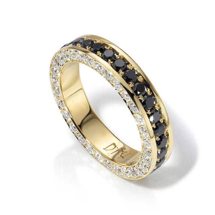 DRU Jewelry Black and White Diamond Infinity Band
