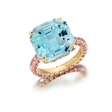 Aquamarine & Pink Sapphire Statement Ring