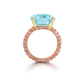 Aquamarine & Pink Sapphire Statement Ring