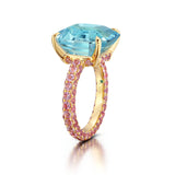 Aquamarine & Pink Sapphire Statement Ring