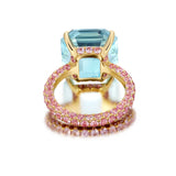 Aquamarine & Pink Sapphire Statement Ring