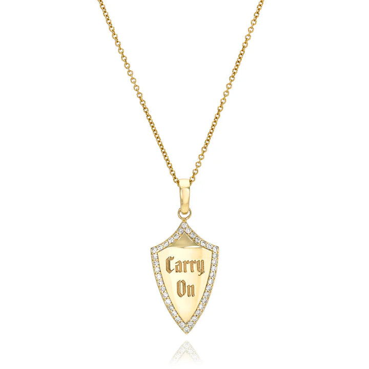 DRU Jewelry Diamond Carry On Shield Pendant