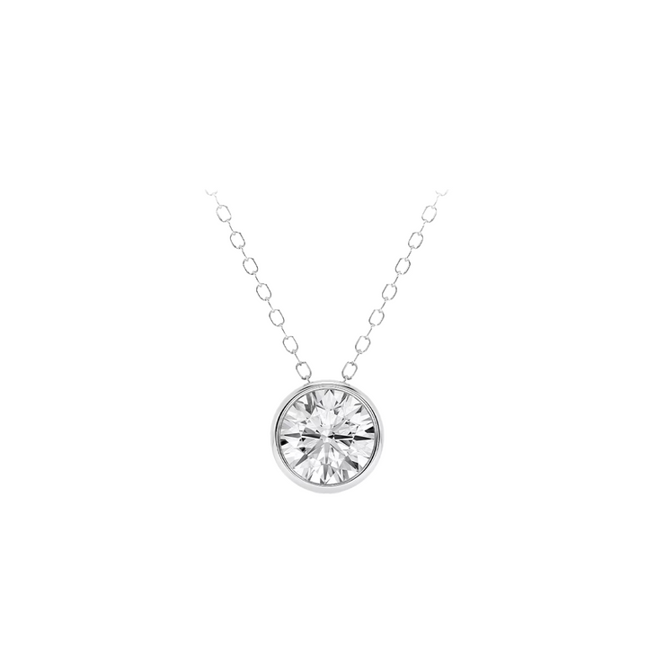 3CT Round Cut Bezel Set Lab Diamond Pendant with chain