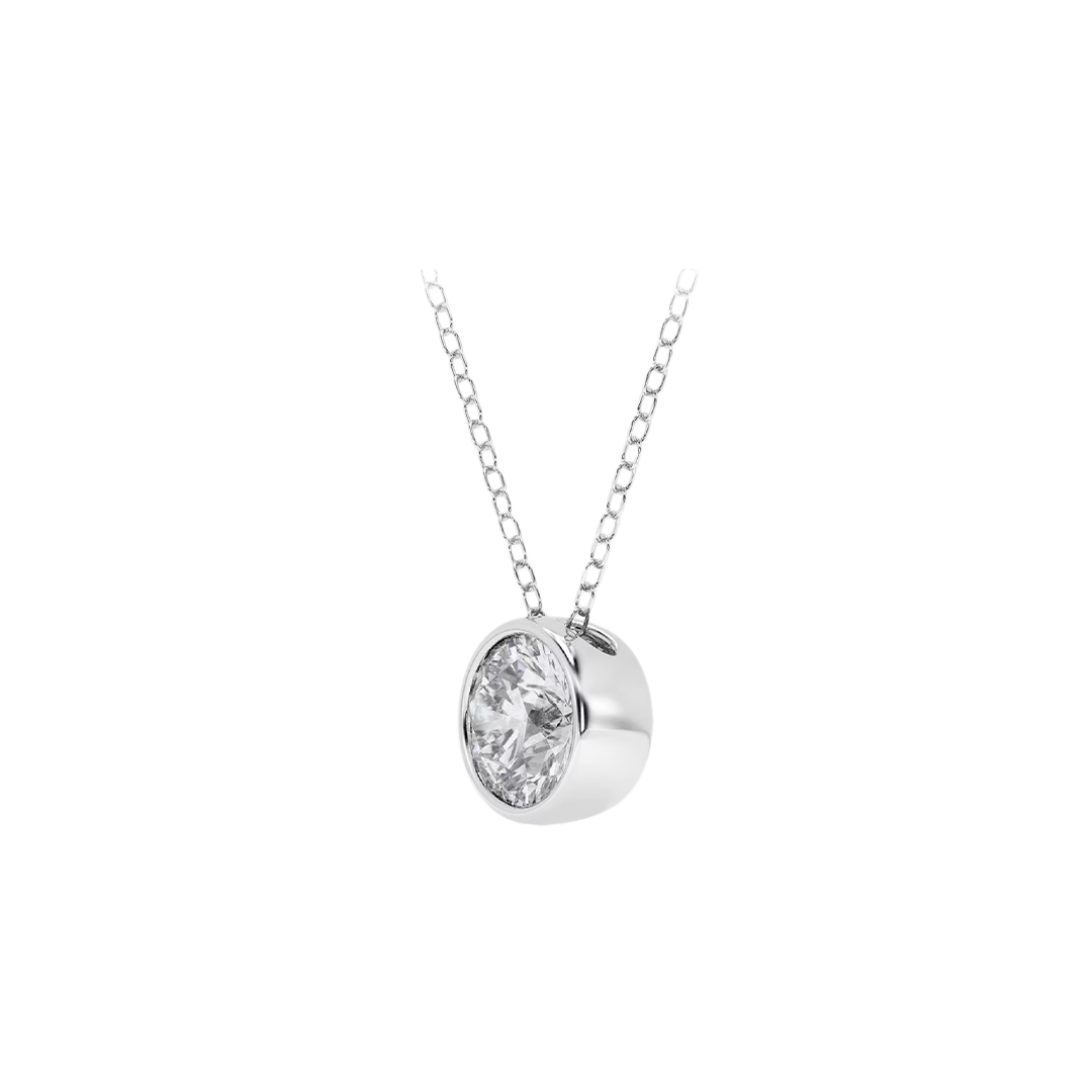 3CT Round Cut Bezel Set Lab Diamond Pendant with chain