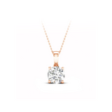 1 CT Round Cut Lab Diamond 14K Gold Solitaire Pendant with Box Chain