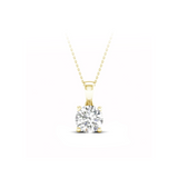 1 CT Round Cut Lab Diamond 14K Gold Solitaire Pendant with Box Chain