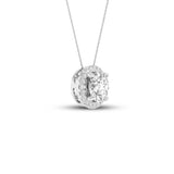 2 1/5 CT Round Cut Lab Diamond 14K Gold Halo Pendant with Box Chain