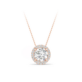 2 1/5 CT Round Cut Lab Diamond 14K Gold Halo Pendant with Box Chain