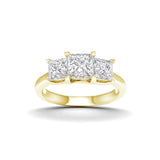 3 CT Princess Cut Lab Diamond 14K Gold 3-Stone Ring