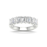 3 1/2 CT Emerald-Cut Lab Diamond 14K Gold 7 Stone Ring