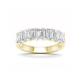 3 1/2 CT Emerald-Cut Lab Diamond 14K Gold 7 Stone Ring