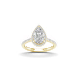 2 1/4 CT Pear/Round Cut Lab Diamond 14K Gold Halo Ring