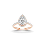 2 1/4 CT Pear/Round Cut Lab Diamond 14K Gold Halo Ring