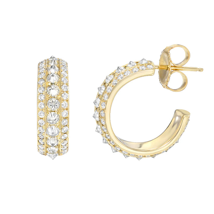 DRU Jewelry Diamond Spiked Hoops