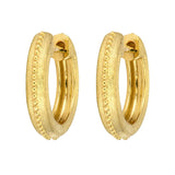 Plain Gold Hoop Earrings with Beaded Line Detail