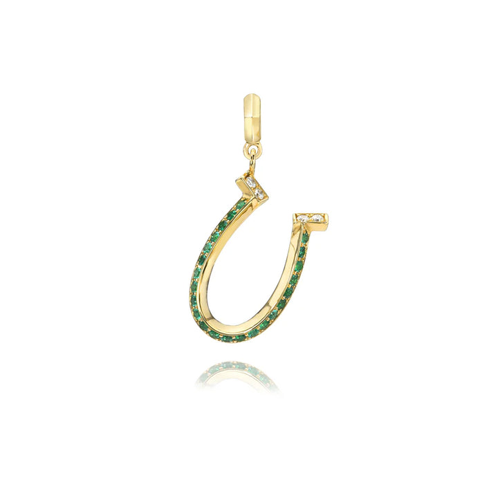 DRU Jewelry Emerald Horseshoe Charm