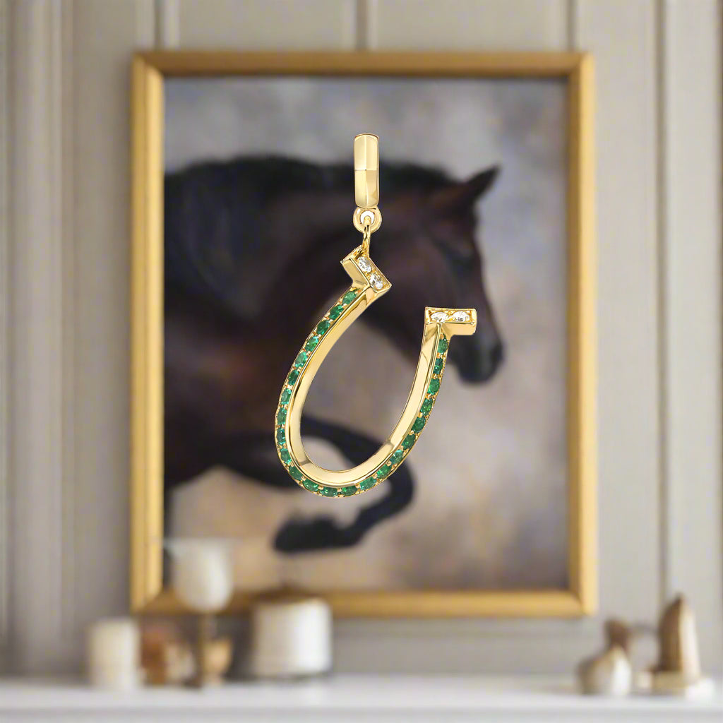 DRU Jewelry Emerald Horseshoe Charm
