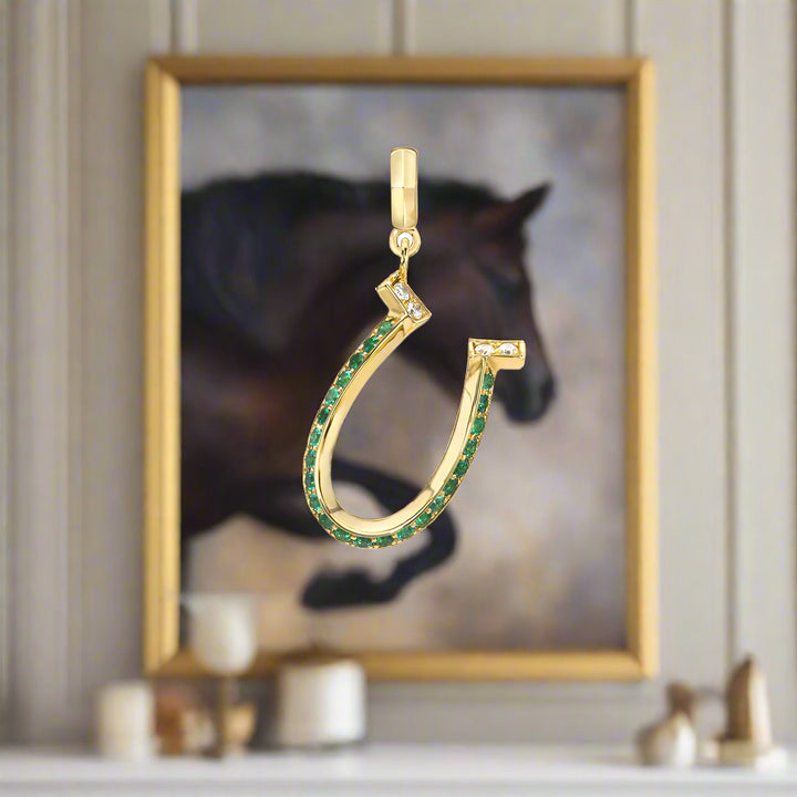 DRU Jewelry Emerald Horseshoe Charm