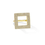 Yellow Gold Foundation Statement Ring with Pavé Diamonds