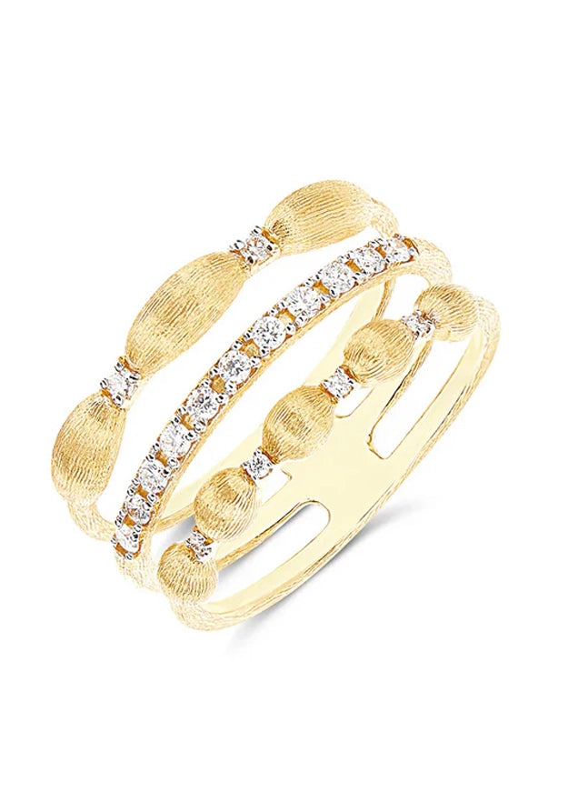 "Élite" Gold and diamond triple-band Ring
