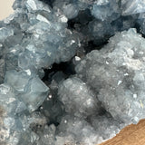 Blue Celestite Geode on Wooden Stand