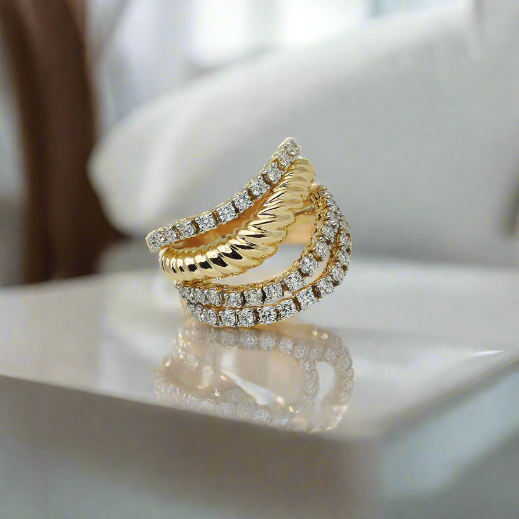 Kavant & Sharart Talay Ripples 4 Prestacked Diamond Ring