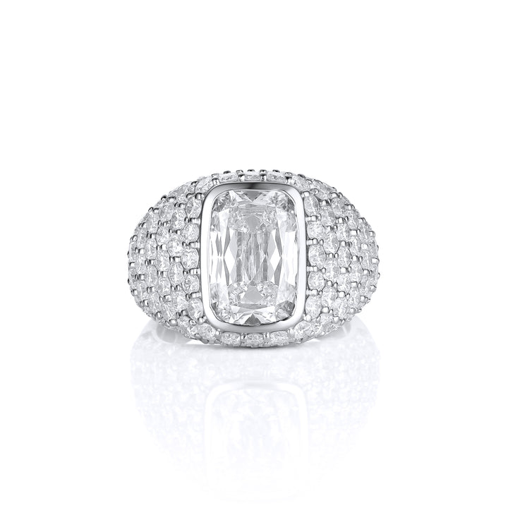 Ashoka-Style Lab Diamond Ring with Pavé Band