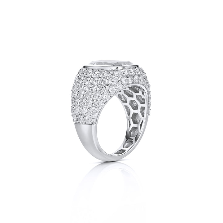 Ashoka-Style Lab Diamond Ring with Pavé Band