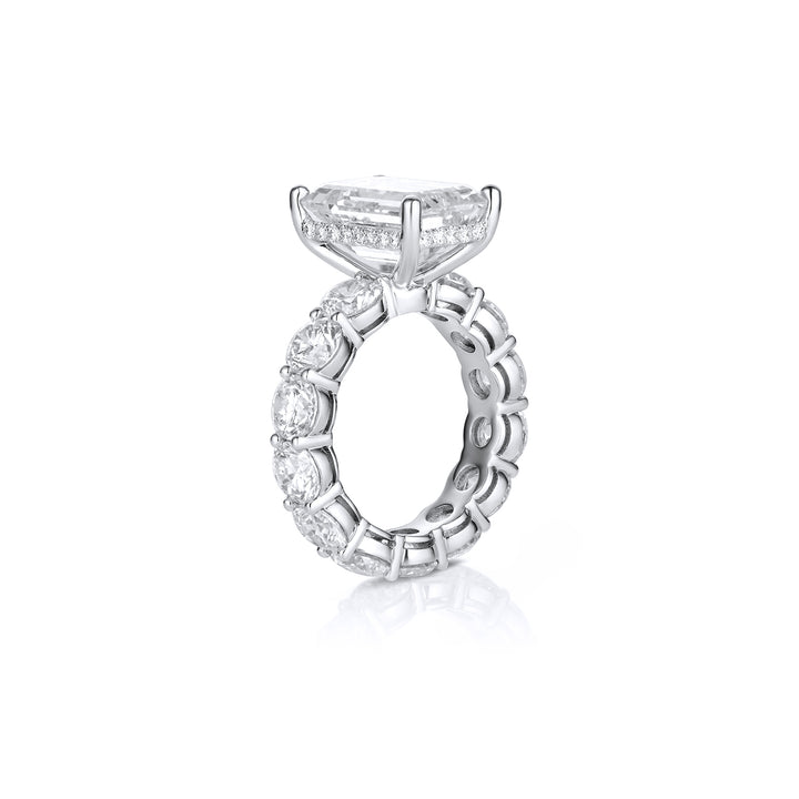 Emerald-Cut Lab Diamond Ring with Pavé Halo
