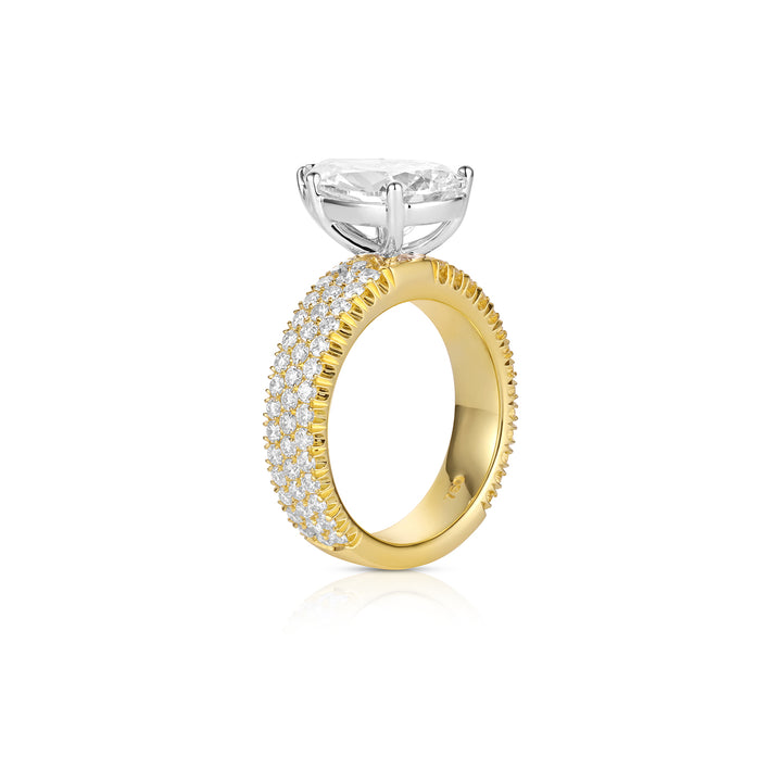Pear-Shaped Lab Diamond Ring with Pavé Band