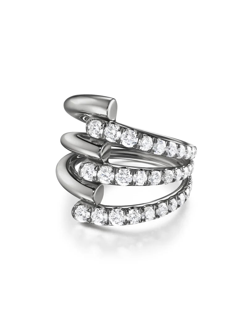 Melissa Kaye Lola Triple Ring Partial Diamond in 18K Gold