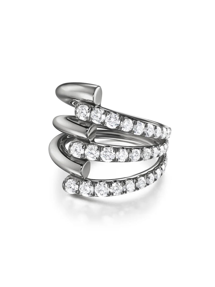 Melissa Kaye Lola Triple Ring Partial Diamond in 18K Gold