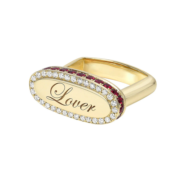 DRU Jewelry Ruby and Diamond Lover Signet