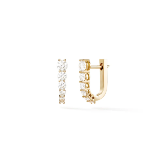 Melissa Kaye Aria U Huggie Diamond Earring in 18K Gold
