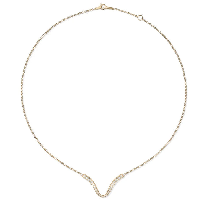 Melissa Kaye Clara Curved Pendant in 18K Gold with Diamonds