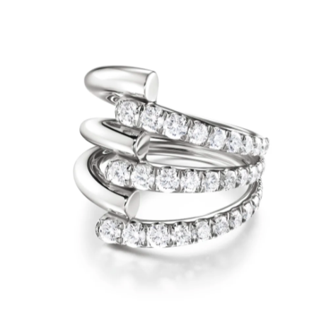 Melissa Kaye Lola Triple Ring Partial Diamond in 18K Gold