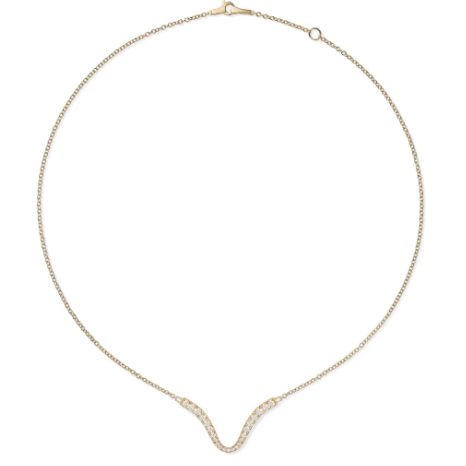 Melissa Kaye Clara Curved Pendant in 18K Gold with Diamonds