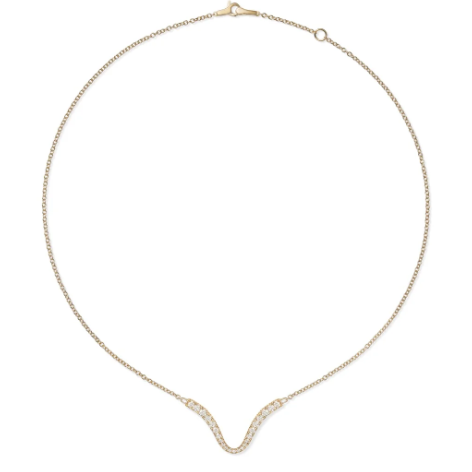 Melissa Kaye Clara Curved Pendant in 18K Gold with Diamonds