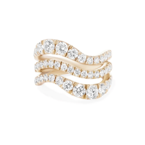 Melissa Kaye Triple Wave Ring in 18K Gold with Diamonds