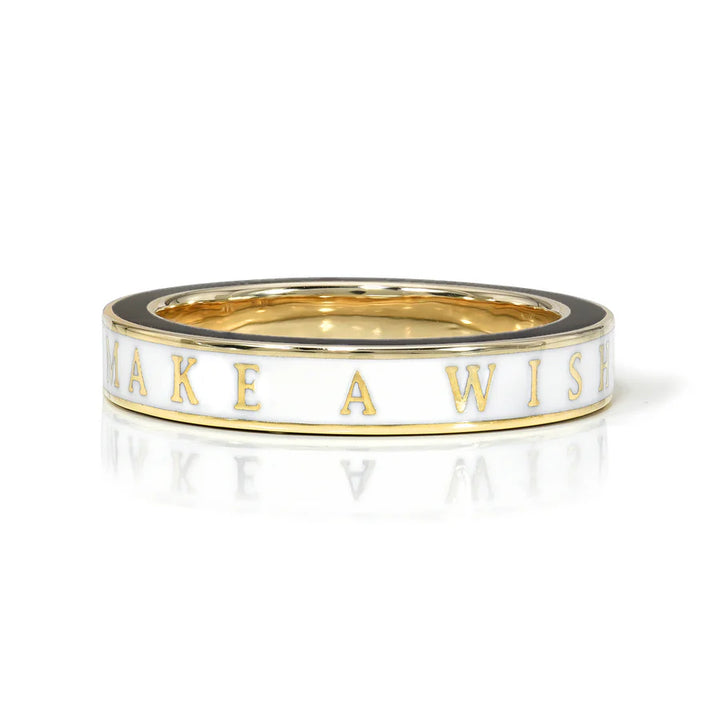 DRU Jewelry Diamond and White Enamel Make A Wish Ring