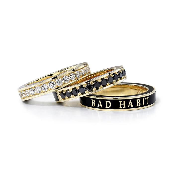 DRU Jewelry Diamond and White Enamel Make A Wish Ring